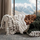 EVERGRACE Ultra Soft Luxury Fluffy Ridgeline Faux Rabbit Fur Throw Blanket, Thick Warm Bubble Throw for Bed, Cozy Plush Reversible Blankets for Couch, Chair, Sofa, Green, 60x80 Inches, 870 GSM by CozyNest Decor
