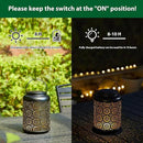 Glitzhome Solar Lantern Black Metal Cutout Flower Outdoor Hanging Solar Light with Handle for Garden Patio Yard Outdoor Decor by GreenHaven Gardens
