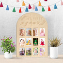 My First Year Photo Display Wood Board Baby's First Year Photo Frame Milestone Board 12 Months Baby Picture Frame 1st Birthday Nursery Decorations for Boy Girl Baby Keepsake Gift for Mom (2" x 3" photos - Wallet Size) by TinyTreasures Baby Boutique