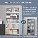 69" Tall Bookcase, 5-Tier Wide Bookshelf, Library Book Case with Display Shelf, Lightweight Metal Bookshelves, Industrial Book Shelf for Home, Office, Library, and School (White) by CozyNest Decor