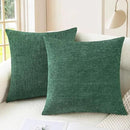 CaliTime Throw Pillow Covers Decorative 24 X 24 Inches Pack of 2 Cozy Chenille Cushion Cases for Couch Sofa Bed Living Room Home Dark Green by CozyNest Decor