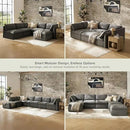 mopio Oversized Modular Sectional Sofa with Fully Removable Covers and Storage, Convertible U, L-Shaped and Sleeper Sectional, Modern Couches with Ottoman Chaise (Stone Gray Fabric, 6 Seats, L) by CozyNest Decor