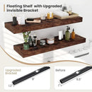 Heimlove 12 Inch Deep Floating Shelves, 12 x 12 inches Long Wall Shelf, Large Extra Display Shelf & Storage Shelf, Rustic Wood Wall Shelves for Fireplace Mantel, Brown - 2Pack by CozyNest Decor