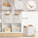 danpinera Set of 3 11 Inch Storage Baskets, Cube Storage Bins, White Woven Baskets with Stable Leather Handles, Square Cotton Rope Bins for any Room, Easy to Recover by TinyTreasures Baby Boutique
