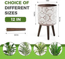 12 Inch Planter with Stand Mid-Century Tall Planter with Legs for Indoor Outdoor Plants by CozyNest Decor