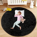4FT Round Rug for Bedroom: Fluffy Shag Soft Washable Rugs Circle Small Fuzzy Plush Indoor Carpet for Living Room Nursery Playroom Dorm Kids Girls Boys Room (Black, 4'x4') by TinyTreasures Baby Boutique