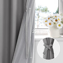 XWZO 100% Blackout Curtains with Tiebacks- 2 Thick Layers Completely Shaded Rod Pocket Window Treatment Thermal Insulated Lined Drapes for Bedroom/Laundry Room, Grey, W42 x L72, Set of 2 by TinyTreasures Baby Boutique