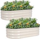 G GOOD GAIN Galvanized Metal Raised Garden Bed Kit - 4x2x1FT Outdoor Planter Box with Safety Edging and Gloves for Vegetables, Fruits, Flowers(White, 2PC)