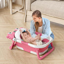 Collapsible Baby Bathtub for Newborns to Toddler with Real-time Temp Monitor & Floating Cushion,Portable Travel Tub for 0-36 Month, Foldable Baby Bath Tub for Infants Girl (Pink) by TinyTreasures Baby Boutique