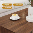 Mid Century Modern Coffee Table with Grooved Drawers & Open Storage, 47" MDF Walnut Wood Center Table with Black Solid Wood Legs, Retro Living Room Furniture by CozyNest Decor