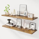 48" Floating Shelves for Wall, 12" Deep Slim Rustic Brown Floating Shelves, Wall-Mounted Shelves for Bedroom, Living Room, Kitchen, Bathroom - Set of 2 by CozyNest Decor