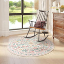Wonnitar Pink Floral Round Rugs 5ft, Soft Circle Rug Non Slip Washable Round Carpet, Boho Non-Shedding Flower Distressed Circle Carpets for Bedroom Girls Room Nursery by TinyTreasures Baby Boutique