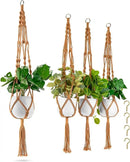 Sorbus Macrame Plant Hanger (4 Pack) Indoor Outdoor Hanging Plant Pots Cotton Rope, Elegant for Home, Patio, Garden (Brown) by GreenHaven Gardens