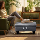 Ottoman Rectangular Storage Ottoman Bench, Faux Leather Footrest, Coffee Table, Stool Footstool with Hinged Lid for Living Room, Bedroom, Entryway, Gray, 28.5"x19"x17.5" by CozyNest Decor