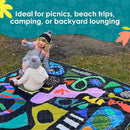 Jumbo Picnic Rug, Large Picnic Mat, 6'7" x 6'7", Outdoor Waterproof Picnic Blanket Beach Mat, Foldable & Waterproof, Picnic Blankets Ideal for Beach & Park, Outdoor Blanket, Rock Candy by TinyTreasures Baby Boutique