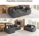 Nolany Modular Sectional Couch with Storage Ottoman, Corduroy Sleeper Sectional Sofa with Chaise, Sectional Couches for Living Room, Dark Grey by CozyNest Decor