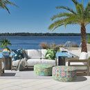 LVTXIII Indoor/Outdoor Inflatable Ottoman, D31 x H14 Inch Large Round Ottoman, All Weather Foot Rest Stool, Portable Footrest for Patio, Garden, Camping and Home - Damask Red by CozyNest Decor