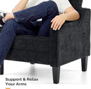 VINGLI Living Room Chairs Set of 2, Black Accent Chair 5.5" Thick Seat Cushion Comfy Chair Soft Chenille Side Chair Upholstered Arm Chair for Bedroom, Play Room, Apartment, Office (Black) by CozyNest Decor