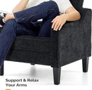 VINGLI Mid Century Modern Accent Chairs, Black Soft Chenille Reading Chair Upholstered Armchair Side Chairs Sofa Couches for Living Room, Bedroom, Apartment by CozyNest Decor