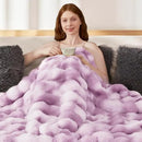 Touchat Luxury 1000GSM Faux Rabbit Fur Throw Blanket for Women, Super Heavy Warm Cozy Blankets for Couch Bed Sofa, Bubble Plush Fuzzy Soft Mink Blanket for Living Room Bedroom, Purple by CozyNest Decor