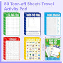 Road Trip Game Pad, 80 Perforated Sheets Travel Activity Pad, 5 Games in 1 Pad, Plane, Car Trip Activity, Pen Pencil & Paper Game for Kids, Adults (6” x 9”) by TinyTreasures Baby Boutique