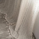 Sutuo Home Boho Curtain Crochet Lace Semi-Sheer Florals Hollow Knitted Handmade Tassels, Rod Pocket Window Treatment Vintage Rustic Farmhouse Drapes for Living Bedroom, 1 Panel 59" W x 72" L, Beige by CozyNest Decor