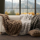 EVERGRACE Ultra Soft Luxury Fluffy Faux Rabbit Fur Throw Blanket, Thick Warm Fuzzy Blankets for Bed, Cozy Plush Reversible Blanket for Couch, Chair, Sofa, Dark Taupe, 60x80 Inches, 870 GSM by CozyNest Decor