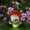 Garden Gnome Statue-Resin Gnome Figurine Hugging Turtle Reading Book with Solar LED Lights，Outdoor Summer Decorations for Patio Yard Lawn Porch,Garden Ornament Gift by CozyNest Decor