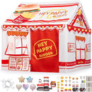 Kids Play Tent, Toddler Tent for Kid Indoor & Outdoor, 48.5"x39.4"x48.5" Playhouse Tent Burger Theme with Complete Toys Set, 3 Window, Lights and Balloons by TinyTreasures Baby Boutique