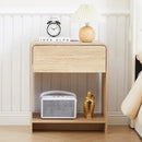 Fluted Nightstand with Charging Station, Mid Century Modern Bed Side Table End Table with Drawer Storage, Large Wooden Night Stands Bedside for Bedroom Living Room Sofa Office, Natural by CozyNest Decor