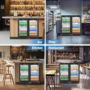 Beverage Refrigerator Under Counter, Back Bar Cooler with 2 Glass Door, Commercial Display Fridge 35.42 Inch Wide 7.4 Cu.Ft, Drink Fridge for Beer Soda Wine, Beverage Cooler for Kitchen Shop Bar by CozyNest Decor