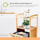 Prosumer’s Choice Bamboo Tilt-Out Laundry Hamper with 2-Tier Storage Shelves – Freestanding Clothes Hamper with Removable Liner, Space-Saving Design for Bathroom or Bedroom – 15.5”L x 11.8”W x 37.4”H by CozyNest Decor