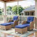 4 Pieces Patio Furniture Sets, Wicker Patio Swivel Glider Chair with Ottomans, Outdoor Furniture Set for Outside Porch, Deck, Balcony, Garden, Yellow by GreenHaven Gardens