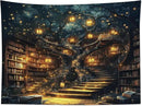 HVEST Fantasy Library Bookshelf Tapestry Wall Hanging Fairytale Tree Magic Bookshelf Tapestry Aesthetic Retro Vintage Tapestries for Bedroom Living Room Dorm, 51L x 59W Inches by CozyNest Decor