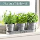 Barnyard Designs Indoor Herb Garden Planter Set with Tray, Metal Windowsill Plant Pots with Drainage for Outdoor or Indoor Plants, Set/3 (Galvanized) by GreenHaven Gardens