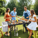 Outdoor Picnic Camping Table, Folding Grill Metal Table 3 Ft - Portable, Lightweight, Compact & Height Adjustable Collapsible Patio BBQ Table with Trash Bag Holder by GreenHaven Gardens