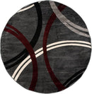 Rugshop Modern Wavy Circles Design 6' 6" (6' 6" Diameter) Red by TinyTreasures Baby Boutique