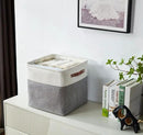 DECOMOMO Storage Cubes, 11x11 Cube Storage Bins, Baskets for Shelves (Grey & White, Cube 11" - 4 Pack) by CozyNest Decor