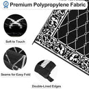 OutdoorLines Indoor Outdoor Rugs for Patio 4x6 ft - Reversible Outside Carpet, Stain & UV Resistant Portable RV Mats, Plastic Straw Rug for Camping, Pool Deck, Porch Rhombus Black & White by GreenHaven Gardens