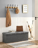 SONGMICS Mazie Collection - 43 Inches Ottoman Storage Bench, 35 Gal. Folding Chest with Breathable Linen-Look Fabric, Load up to 660 lb, for Entryway, Living Room, Bedroom, Dark Gray ULSF077G04 by CozyNest Decor