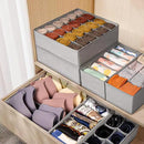 6 Pack Sock Underwear Drawer Organizer Dividers, 58 Cell Foldable Fabric Dresser Closet Organizers and Storage Bins for Clothing, Baby Clothes, Bra, Panty, Scarf, Ties (Grey) by CozyNest Decor