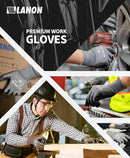 LANON 18 Pairs Safety Work Gloves, Mechanic Working Gloves for Men,Breathable PU Coated, Seamless Knit,Double Wash, Grey, Medium by GreenHaven Gardens