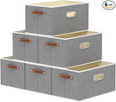 Yawinhe Foldable Storage Baskets for Shelves, Fabric Closet Organizers, Bins with 3 Handles, Cubes for Clothes, Grey, 15''Lx9.8''Wx8.3''H, 6-Pack by TinyTreasures Baby Boutique