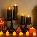 Halloween Flameless Candles, 4 Pack Battery Operated Halloween Candles with Remote, Wax LED Fake Pillar Candles Fireplace/Shelf Decor D3 H 5" 6" 7" 9" Black by CozyNest Decor