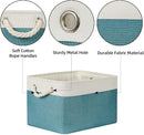 Bidtakay Basket Storage Bins with Handles Fabric Large Storage Baskets for Organizing Set of 3 Collapsible Rectangular Basket for Shelves Closet Organizer 15 X 11 X 9.5 Inches(White&Teal Blue) by TinyTreasures Baby Boutique