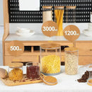 108oz 42oz Straight cylindrical Airtight Storage Jars with Bamboo Lid Set of 2 Large Storage Container Gallon Glass Jars, for Flour, Pasta and Coffee bean (with Black Lable) by CozyNest Decor