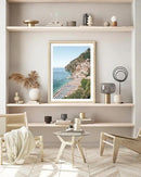 HesenDot Natural OAK Wood Framed Italian Positano Beach Wall Art,12x16in Amalfi Coast Canvas Wall Print,Summer Coastal Landscape Poster Wall Decor for Living Room,Bedroom,Office Gallery Set of 1 by CozyNest Decor