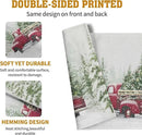 Red Truck Christmas Placemats Set of 4, 12x18 Inch Green Pine Tree Snow Xmas Table Mats Seasonal Rustic Farmhouse Linen Fabric Place Mats for Winter Holiday Party Kitchen Dining Decor by CozyNest Decor