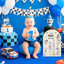 R HORSE My First Year Photo Display Wood Board - 3D Race Car Baby's First Year Picture Frame, 12 Months Milestone Board Neutral Baby Keepsake Gift One Year Old Birthday Nursery Decor for Boy by TinyTreasures Baby Boutique