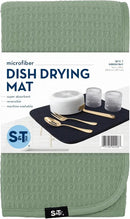 S&T INC. Dish Drying Mat, 16” x 18”, Absorbent Microfiber Kitchen Counter Mat, Dish Drying Pad for Dishes, Utensils, Pots and Pans, Large, Sage Green by CozyNest Decor